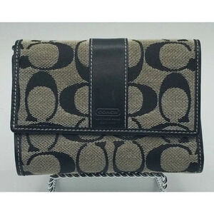 Coach Trifold Fabric Wallet Black with Signature 'C'